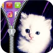 Zipper Lock Screen Cat Theme