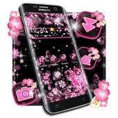 Black Pink Flowers Theme