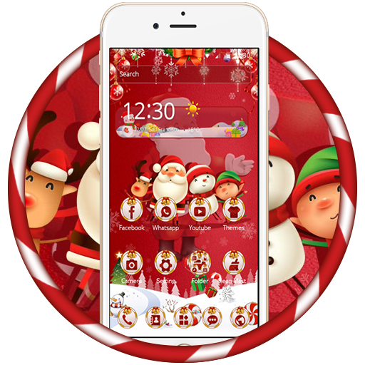 Red santa claus christmas happy theme icon