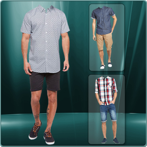 Men Short Shirt Photo Suit - man casual shirt icon