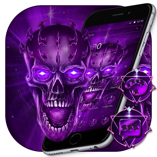Purple Black Fire Skull Launcher Theme 💀 icon
