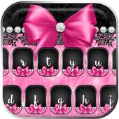 Pink Rose Black Lace Keyboard on 9Apps