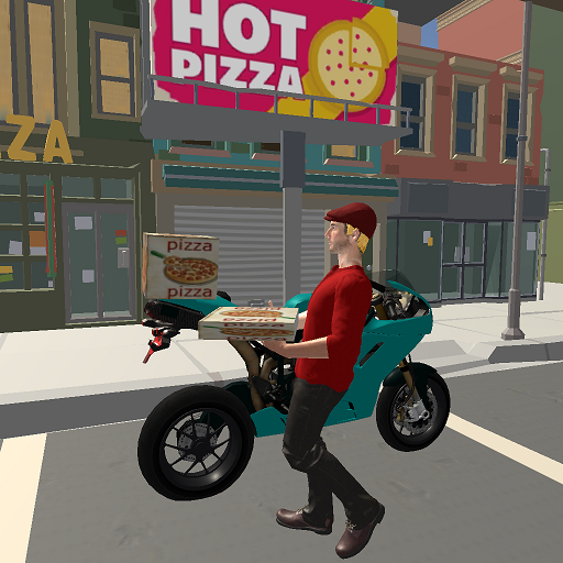 City Pizza Delivery Bike Rider icon
