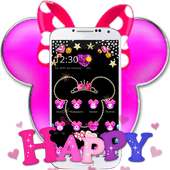 Tema Pink Black Micky Bow Glitter on 9Apps