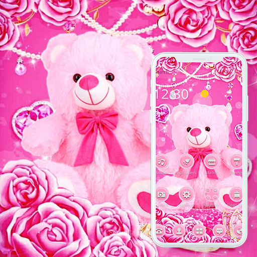 Pink Rose Teddy Bear Romantic Theme icon