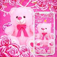 Pink Rose Teddy Bear Romantic Theme on 9Apps