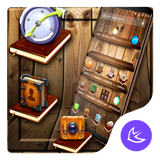 ikon Wooden Bookshelf APUS Launcher theme