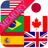 fun brain game flags memory icon