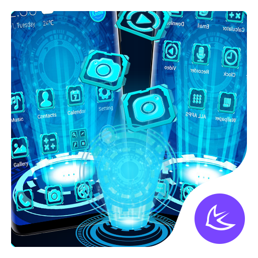 Cool Neon Technology theme for android free icon