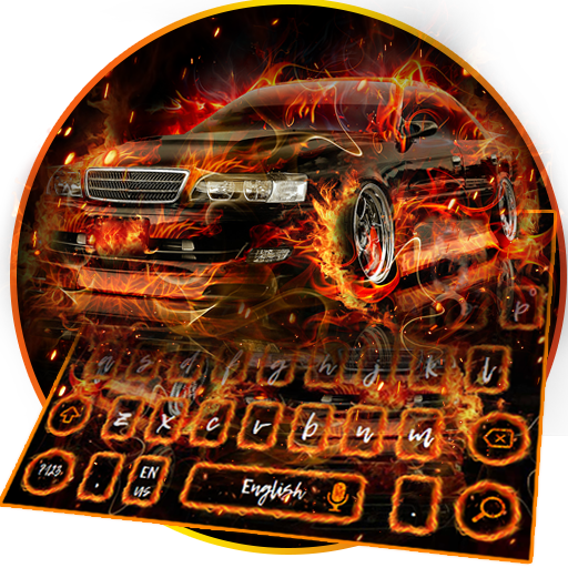Fire Burning Sport Car Keyboard icon