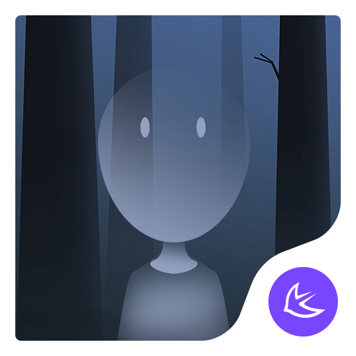 lonely boy in forest theme icon