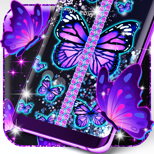 Neon butterflies zip locker أيقونة
