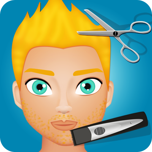 man hair cut and beard game icon