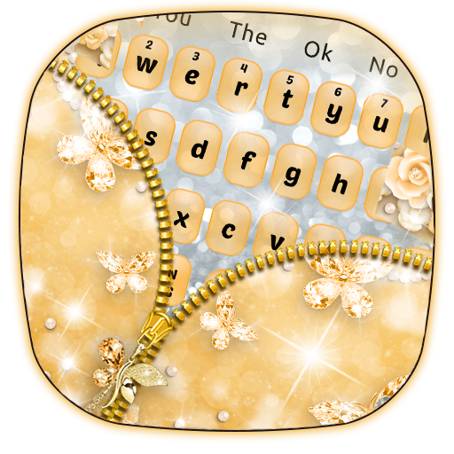 Glossy Golden Zipper Keyboard Theme icon