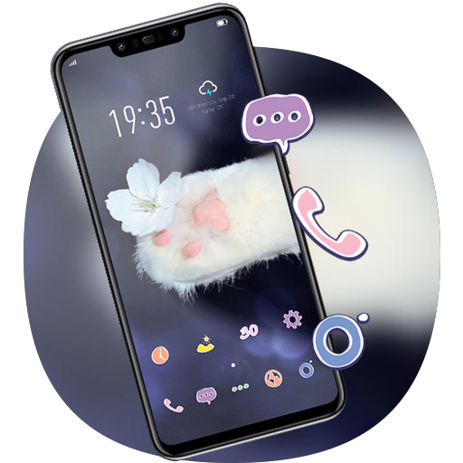 Cute Cat Claws And Fowers theme icon