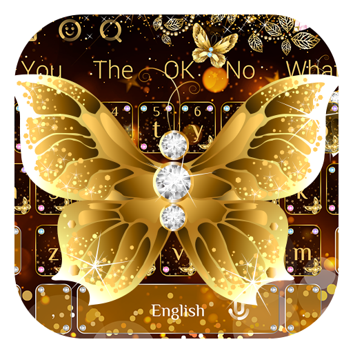 Golden Butterfly Glitter Keyboard icon
