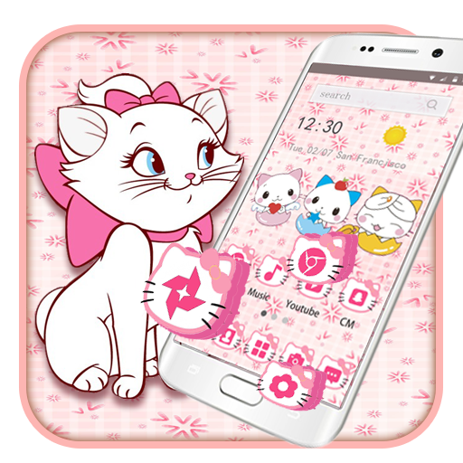 Pink Cute Cartoon kitty Launcher icon