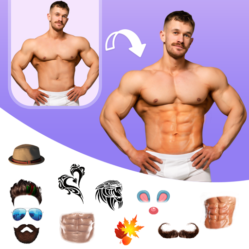 Six pack photo editor Abs chest muscle builder icon