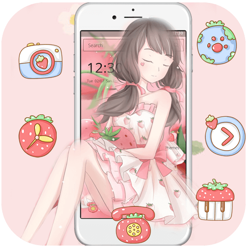 Pink Strawberry Girl Theme &amp;amp; Lock Screen icon