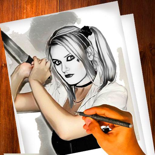 How to draw harley quinn anime girl icon
