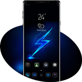 Cool tech dark blue neon lightning theme иконка