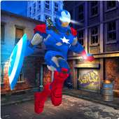 Superhero iron robot fight captain 3D