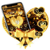 Golden  Love Heart Bow Theme icon