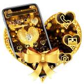 Golden  Love Heart Bow Theme on 9Apps