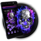 Flaming Violet Skull Theme icon