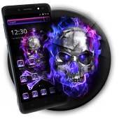 Flaming Violet Skull Theme