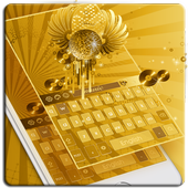 Golden music keyboard icon