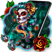 Green Sugar Skull Girl Theme icon