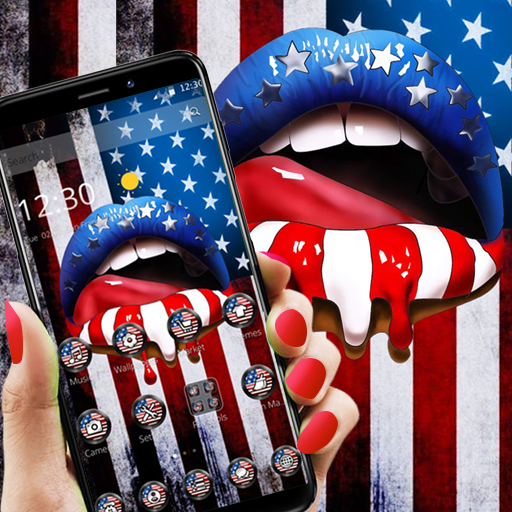 Vintage America Flag Lips Theme أيقونة