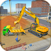 Crane Excavator Driving Sim City Construction 2018 icon
