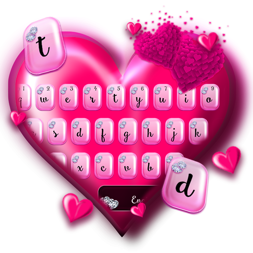 ikon Keyboard Bunga Merah Muda Hati