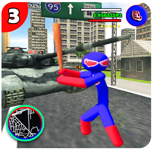 Superhero Stickman Rope hero Gangster Mafia icon