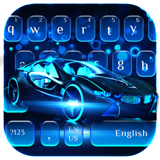 Neon Blue Sports Car Keyboard Theme icon