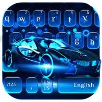 Neon Blue Sports Car Keyboard Theme