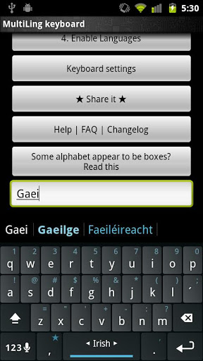 Irish Keyboard Plugin screenshot 1