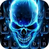 3D Blue Flaming Skull Keyboard