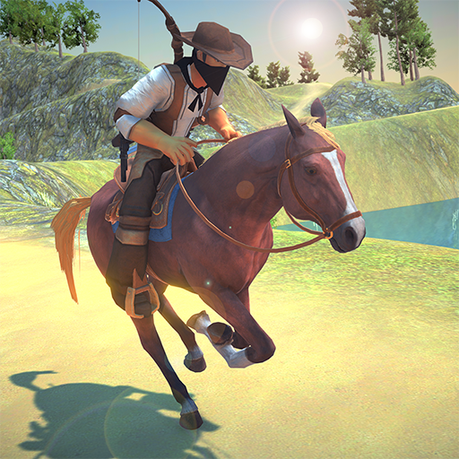 cowboy paardrijden in het wild icon