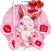 Lovely Pink Rabbit Theme on 9Apps