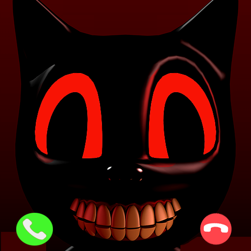 Cartoon cat video call horror icon