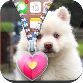 Cute Fluffy Pet Dog Zipper Screen Lock Wallpaper on 9Apps