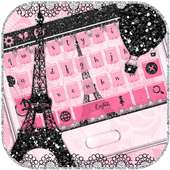 Pink Paris Rose Keyboard Eiffel Tower Theme on 9Apps