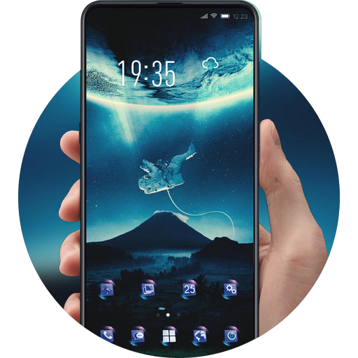 Abstract theme Astronaut floating in the air icon