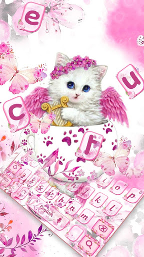Pink Fairyland Cute Cup Cat Keyboard screenshot 2