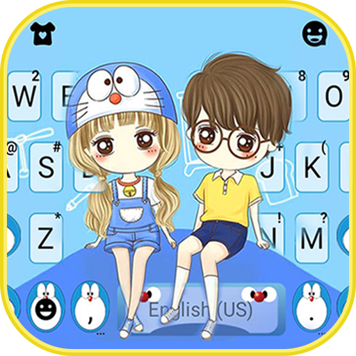 Cartoon Couple Love Latar Belakang Papan Kekunci icon