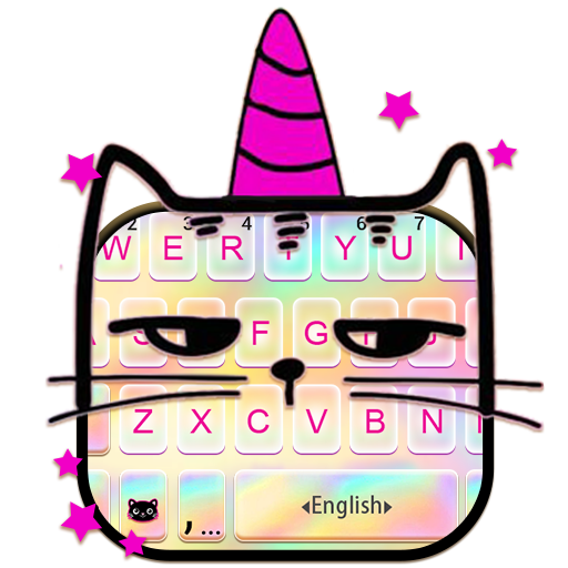 Holographic Unicorn Cat Keyboard Theme icon