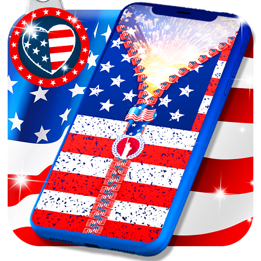 USA flag zipper lock screen icon